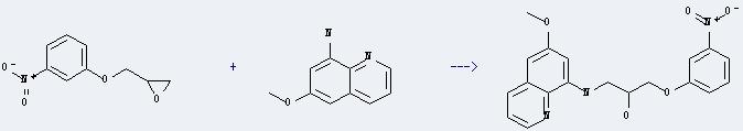 6-Methoxy-8-quinolylamine can react with 1-(2,3-epoxy-propoxy)-3-nitro-benzene to get 1-(6-methoxy-quinolin-8-ylamino)-3-(3-nitro-phenoxy)-propan-2-ol